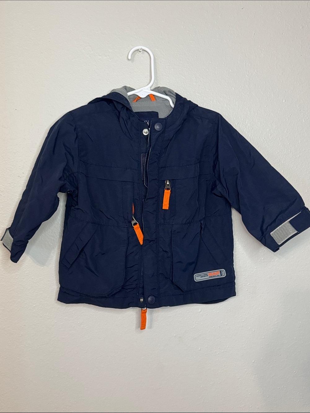 GAP Navy Kids Hooded Raincoat with Orange Trim